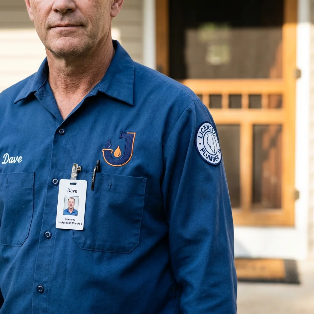 Licensed plumber showing ID badge in Danby, VT