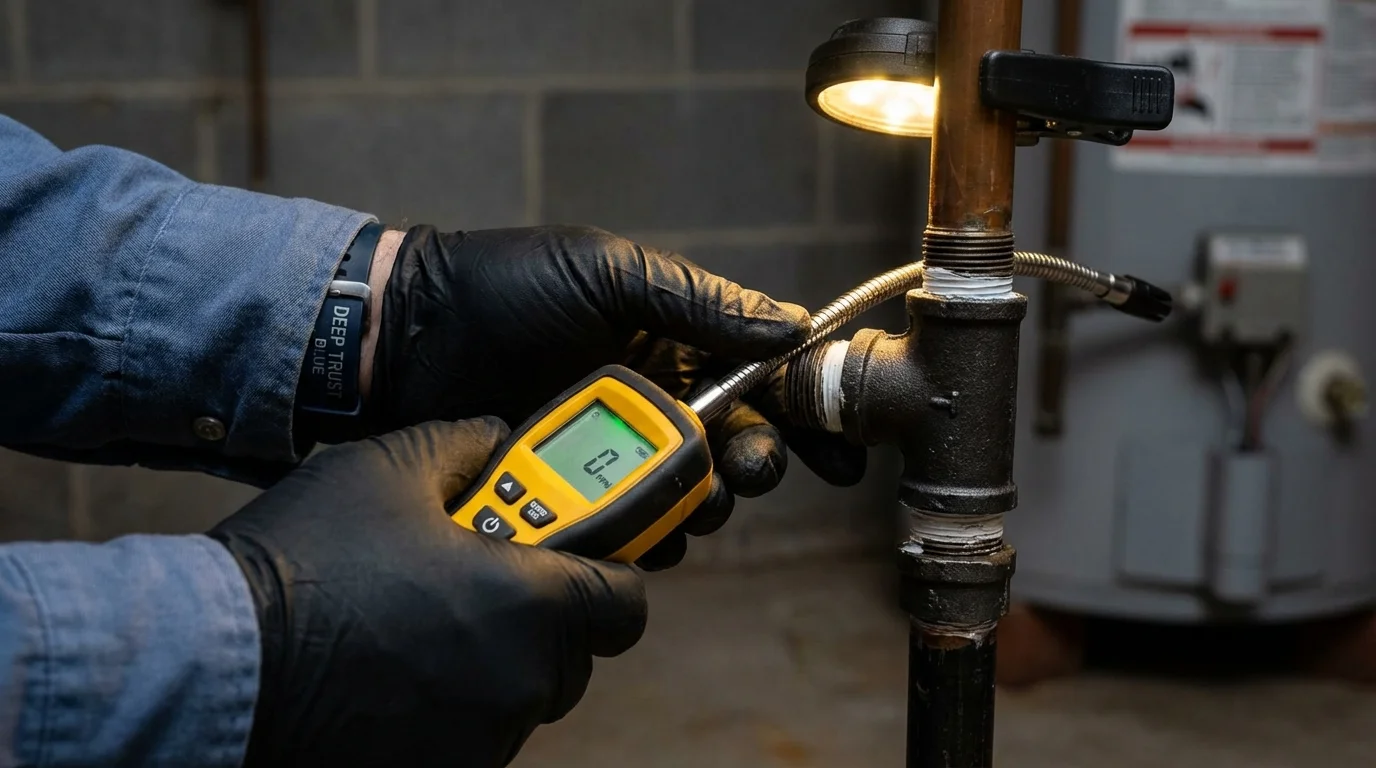Gas leak detection with electronic sniffer by Johns Plumbing LLC in Danby