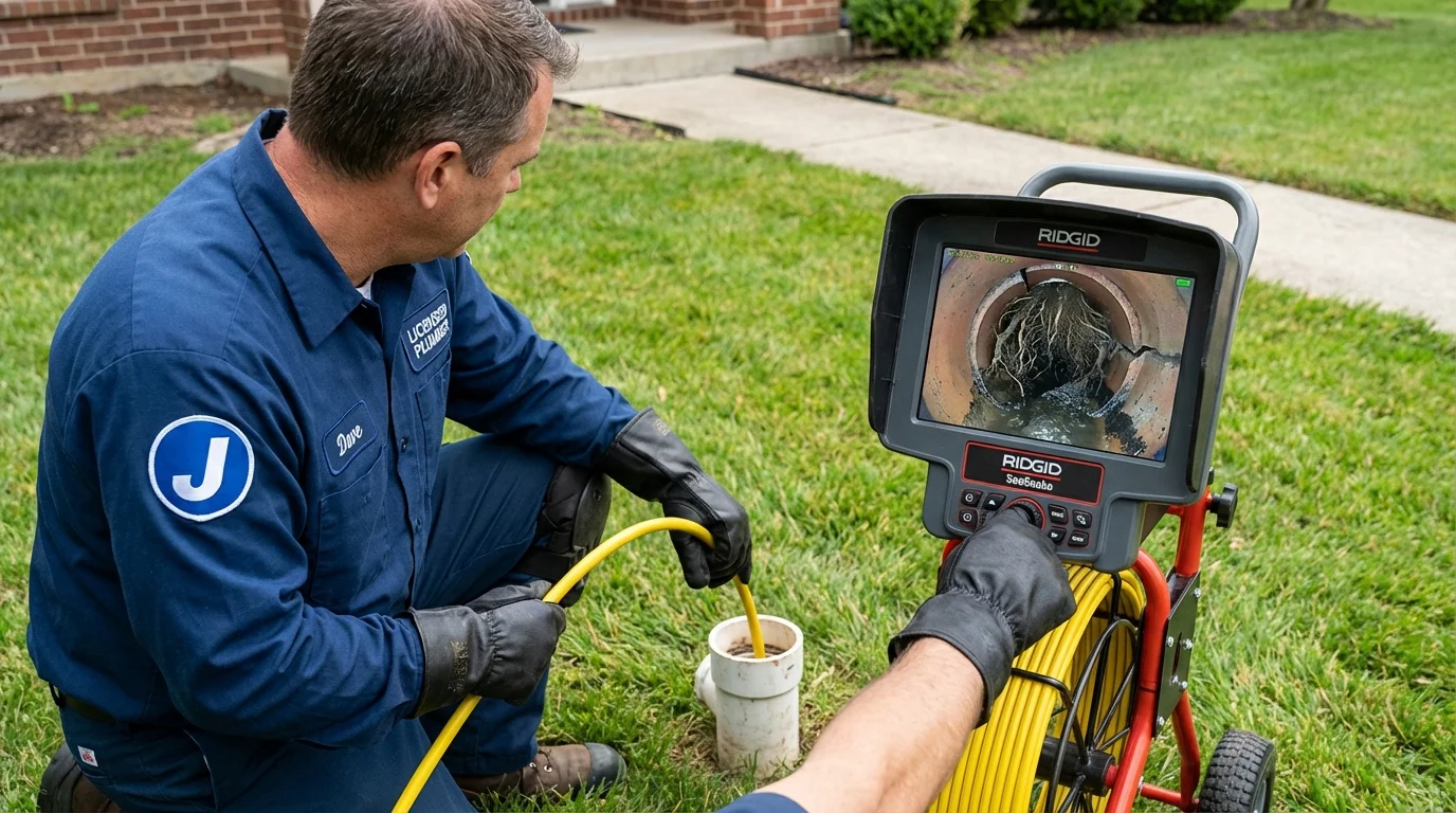 Sewer camera inspection being performed by Johns Plumbing LLC in Danby